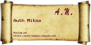 Auth Miksa névjegykártya